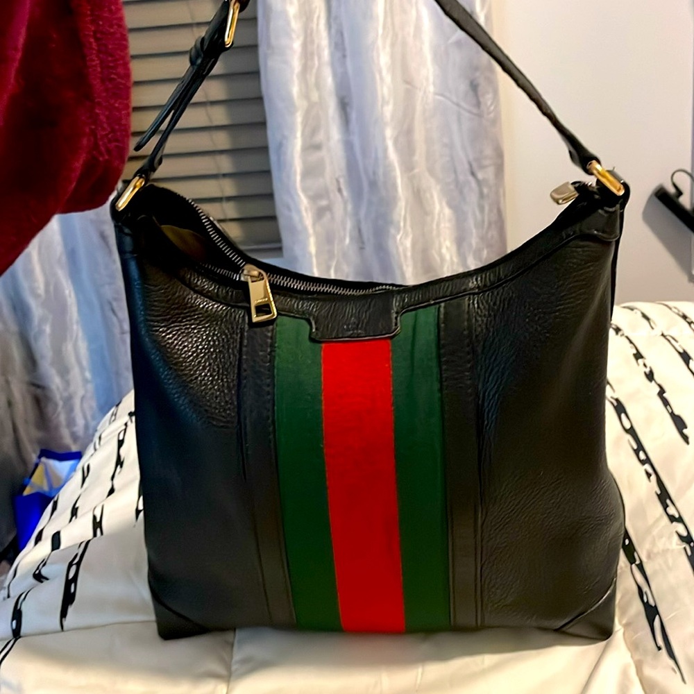Black leather Gucci Hobo bag